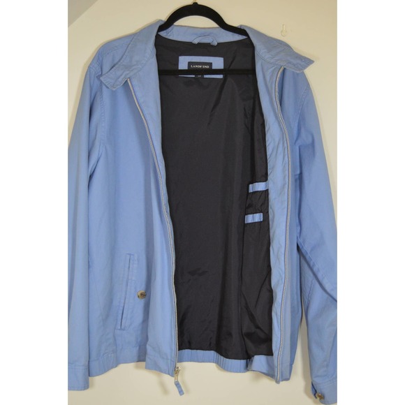 1990s Lands End periwinkle light blue windbreaker jacket XL - Picture 6 of 6